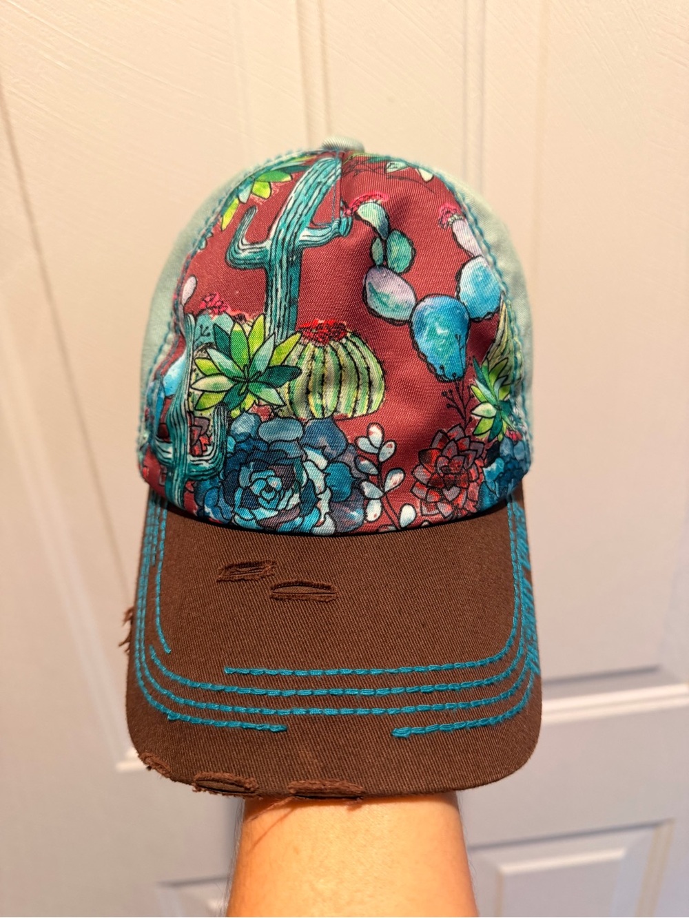 Brown and Teal Desert Floral Trucker Hat